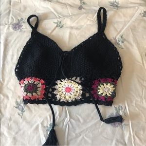 Hollister crochet flower crop top